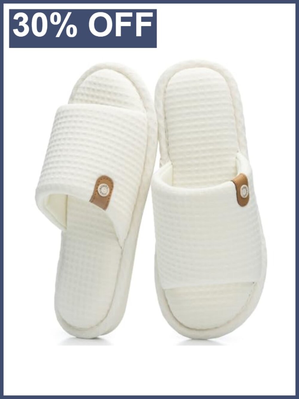 Open Toe Slippers Waffle Cotton Memory Foam House Shoes Indoor Outdoor